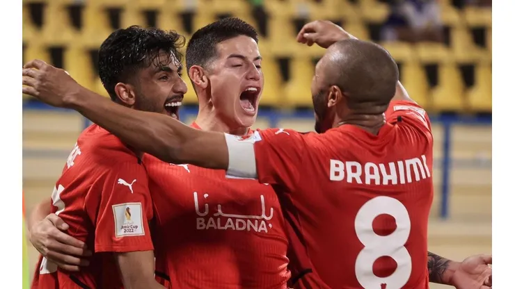 James celebra el gol en la Copa del Emir