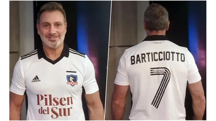 Barticciotto y la nueva camiseta de Colo Colo con el 7 en la espalda.