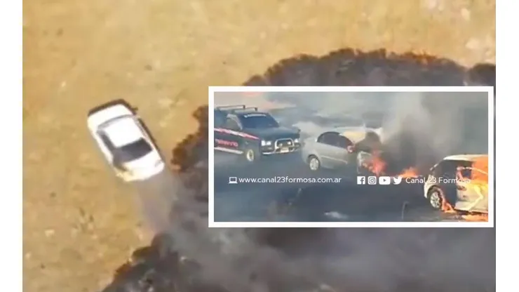 Varios vehículos resultaron incendiados por las bengalas