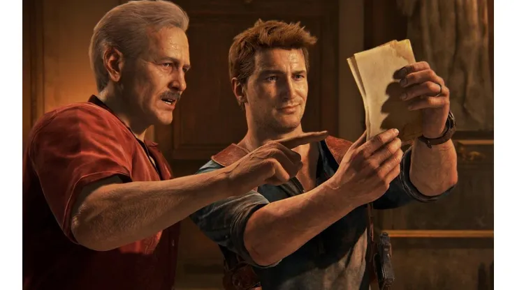 A la izquierda de la imagen está Sully, mientras que a la derecha está Nathan Drake