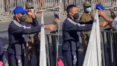 Alexis saludó a los hinchas en Calama y hasta regaló su gorro.
