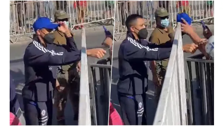 Alexis saludó a los hinchas en Calama y hasta regaló su gorro.
