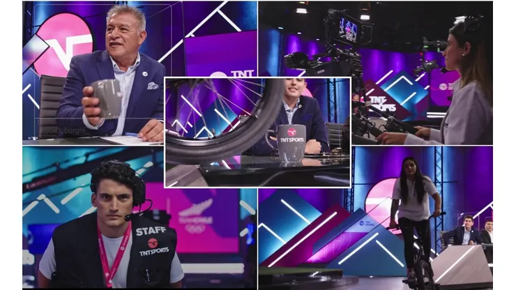 El Team Chile interactúa con los integrantes de TNT Sports como parte de la promoción del acuerdo con el que la señal deportiva transmitirá las principales competencias deportivas.