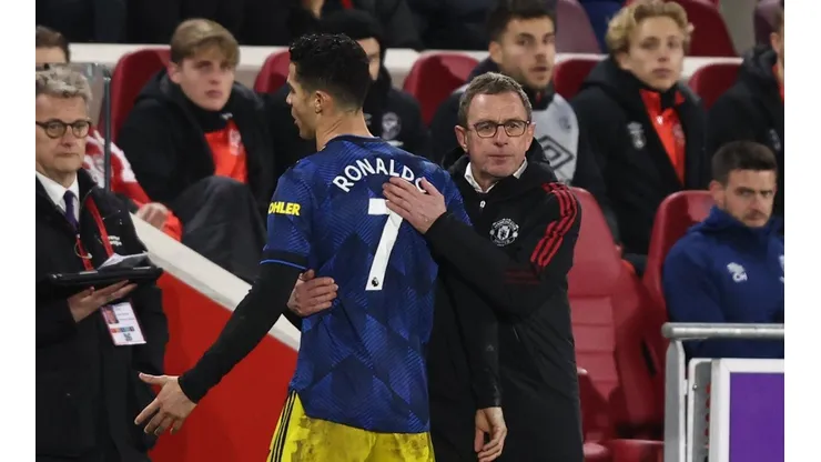La molestia de Cristiano Ronaldo con Ralf Rangnick fue evidente.
