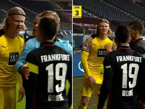 Haaland se pelea con Santos Borré en perfecto español