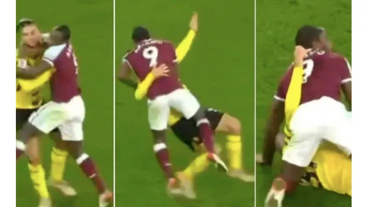 Francisco Sierralta fue derribado al estilo de la lucha libre por el delantero Michail Antonio en la apabullante victoria de West Ham ante Watford.