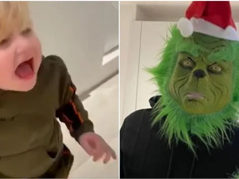 De Bruyne se disfraza de Grinch y mata del susto a su hijo pequeño