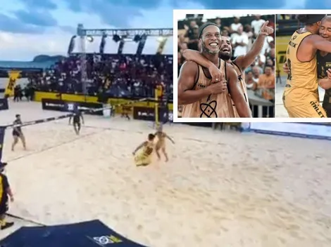 Dinho y Romario se hicieron viral por magistral jugada en futvoley