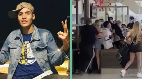 Marcianeke y una captura de la pelea.