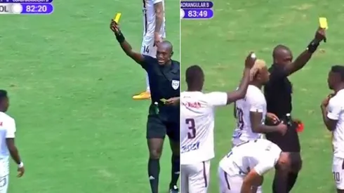 El árbitro Hinestroza le muestra dos amarillas a William Parra