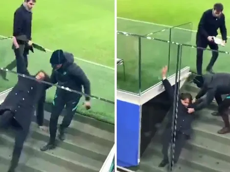 VIDEO: Inzaghi cae aparatosamente por las escaleras