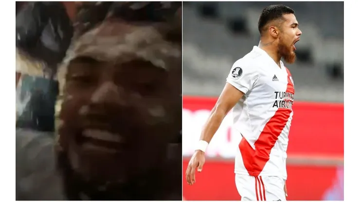 Paulo Díaz lo pasó chancho en la fiesta de espuma de River Plate