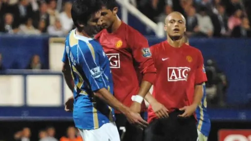 Cristiano Ronaldo dándole un cabezazo a Hugues