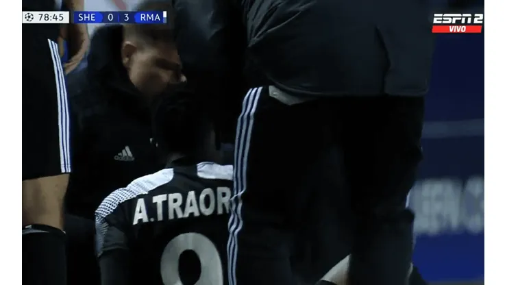 Adama Traoré y el minuto de alerta en el partido entre Sheriff y Real Madrid.