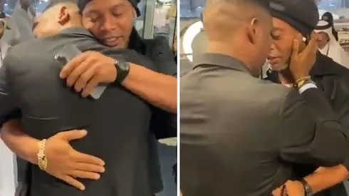 Ronaldinho y Eto'o envueltos en un abrazo fraternal