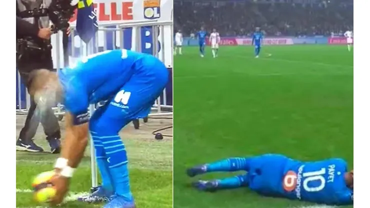 Una botella impacta en la cabeza de Dimitri Payet