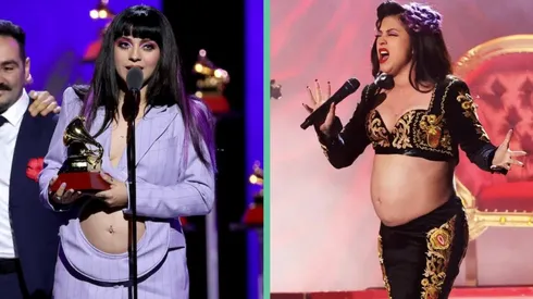 Mon Laferte recibiendo su premio y actuando en los Latin Grammy 2021.