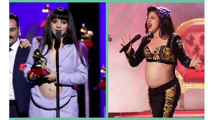 Mon Laferte recibiendo su premio y actuando en los Latin Grammy 2021.