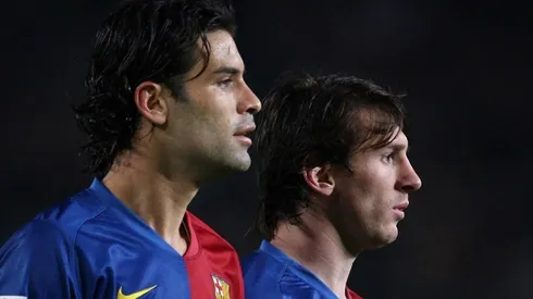 Rafa Márquez y Lionel Messi en el Barcelona