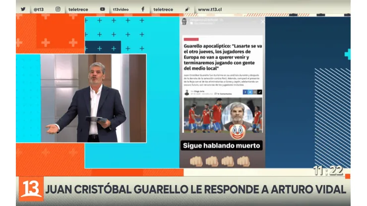 Juan Cristóbal Guarello se manifestó al respecto de un artículo de Redgol que fue criticado por Arturo Vidal