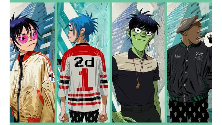 Noodle, 2D, Murdoc y Russel, los integrantes de Gorillaz.