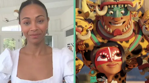 Zoe Saldaña y su personaje en Maya y los Tres.