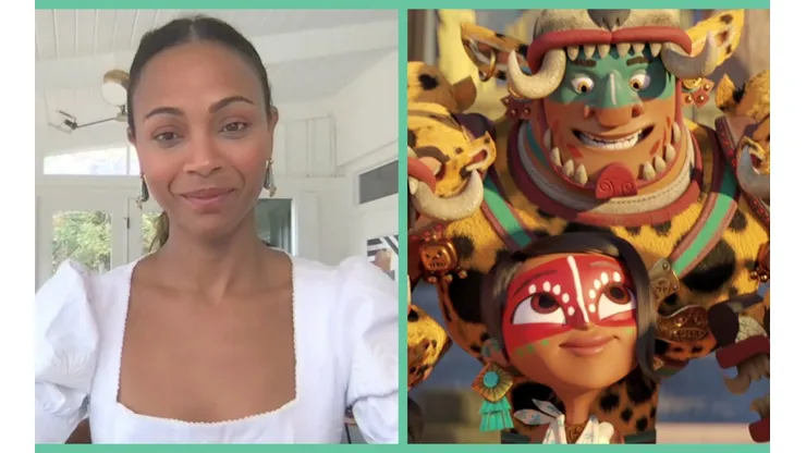 Zoe Saldaña y su personaje en Maya y los Tres.