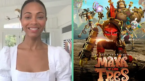 Zoe Saldaña en la conversación con los medios chilenos por Maya y los Tres.