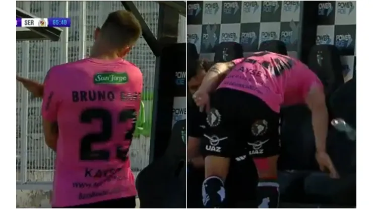Bruno Barticciotto descargando su bronca por el partido de Palestino.