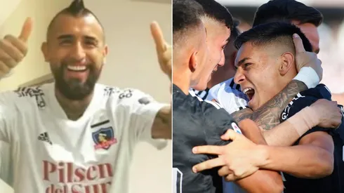 Arturo Vidal feliz con Joan Cruz y el triunfo de Colo Colo.
