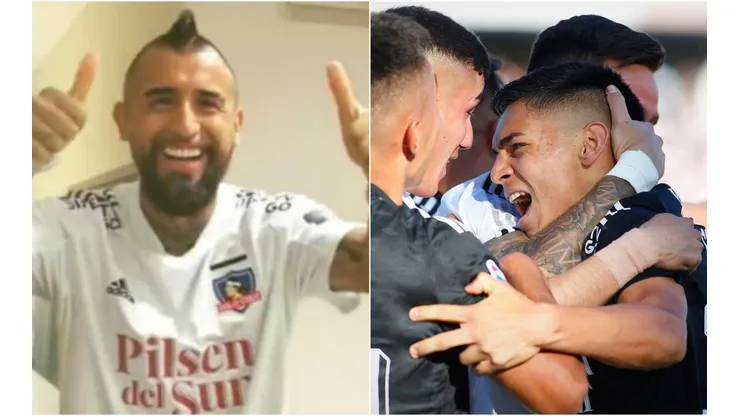 Arturo Vidal feliz con Joan Cruz y el triunfo de Colo Colo.