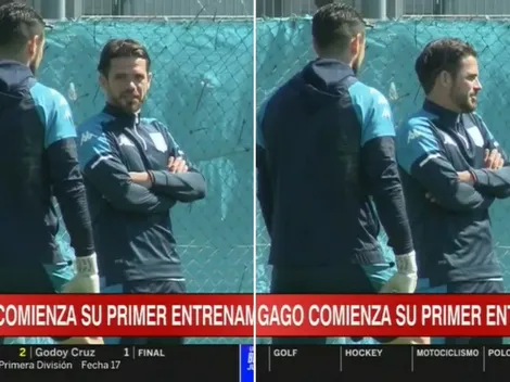 Gago ya dirige a Racing y muestra buena onda con Arias