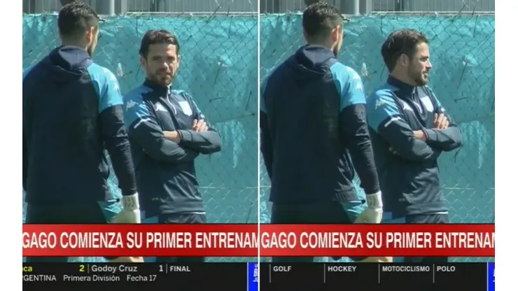 Gabriel Arias tuvo un cálido recibimiento con Fernando Gago en Racing.