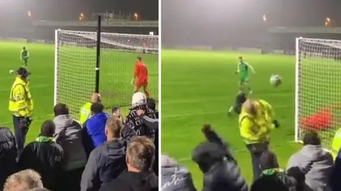 El momento del pelotazo al guardia