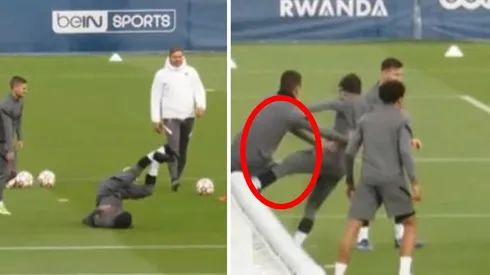 Neymar y Ander Herrera en el entrenamiento del PSG