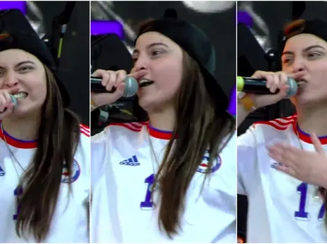 Rapera KMC se luce con la camiseta blanca de Chile