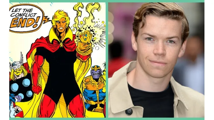 Adam Warlock en los cómics de Marvel y Will Poulter en la vida real.