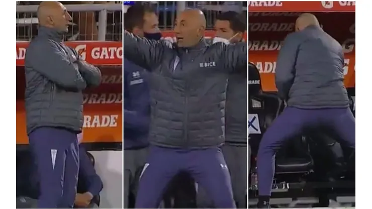 El DT cruzado festejó con todo el gol del Chapa Fuenzalida.