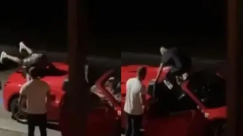 Vidal haciendo piruetas arriba de su auto