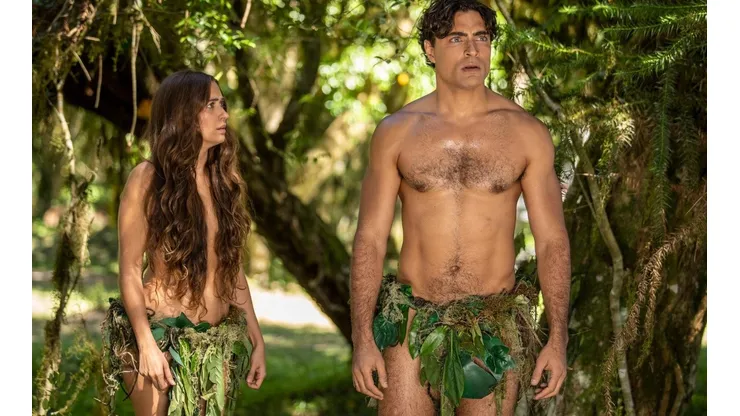 Carlo Porto y Juliana Boller protagonizan la primera fase de Génesis, como Adán y Eva, respectivamente.