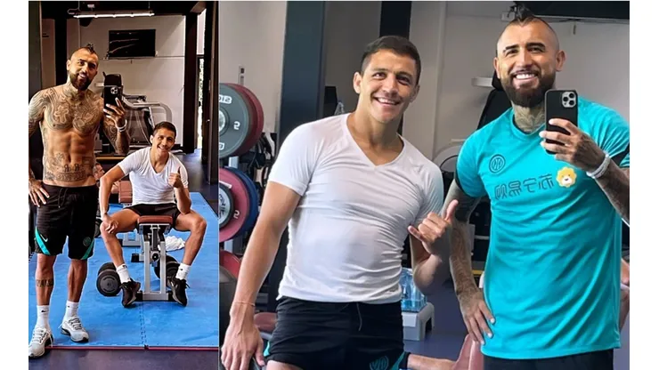 Arturo Vidal y Alexis Sánchez compartieron el entrenamiento de este mediodía en el Inter de Milán