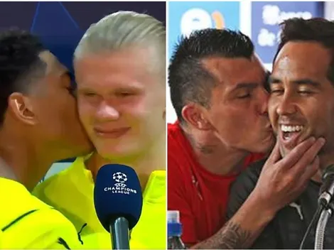 A Erling Haaland le plantan un beso a lo Gary Medel con Bravo