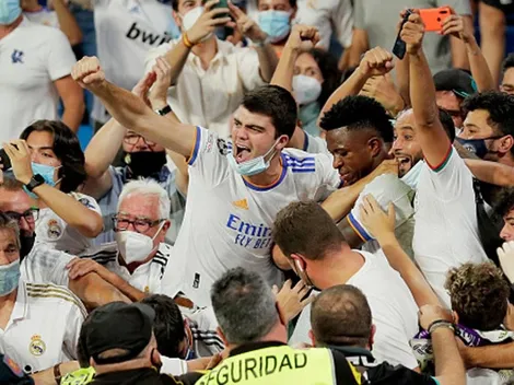 El loco y eufórico festejo de Vinícius con los hinchas del Real Madrid