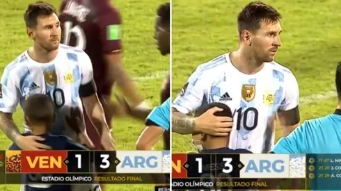Lionel Messi le dio el abrazo al pequeño venezolano.