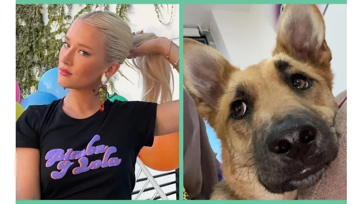 Vesta Lugg junto a Funky, su perrita.