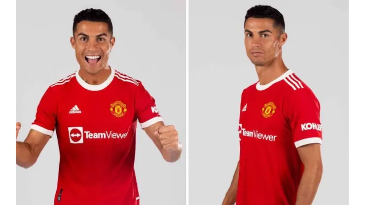 Cristiano Ronaldo posó con la camiseta de los diablos rojos