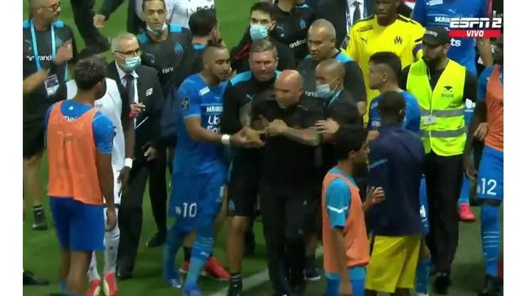 Jorge Sampaoli terminó caliente el compromiso ante Niza.
