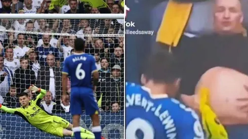 Calvert Lewin lanza penal mientras un hincha lo intenta desconcentrar
