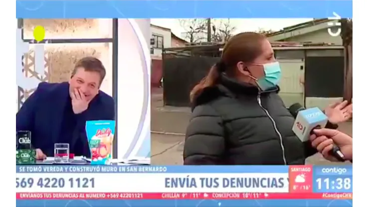 Julio César Rodríguez en medio del hilarante exabrupto del vecino, que se dio en Contigo en la Mañana.