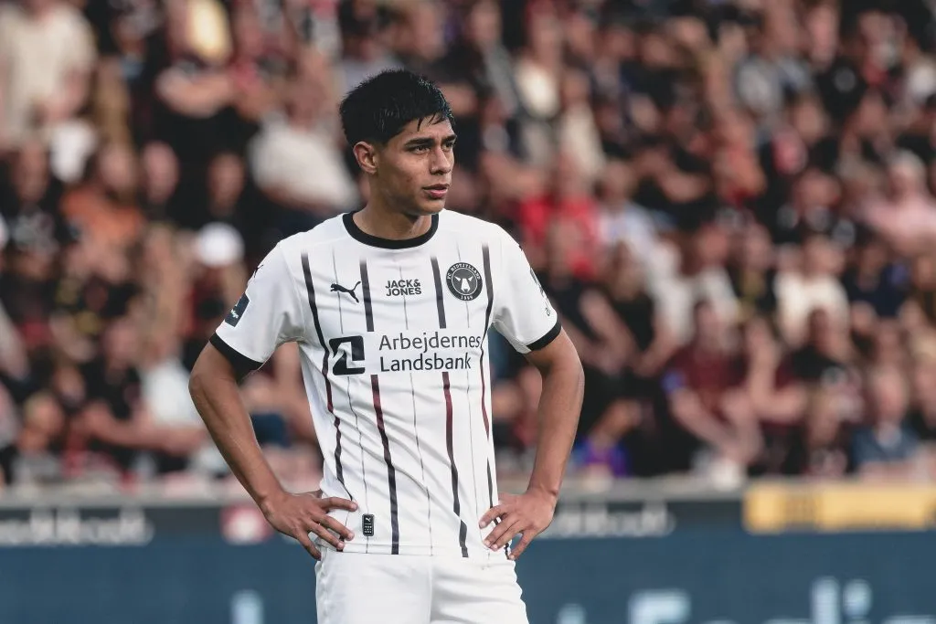 Darío Osorio en el Midtjylland, actual campeón liguero en Dinamarca. (Daniel Stentz | Imago).